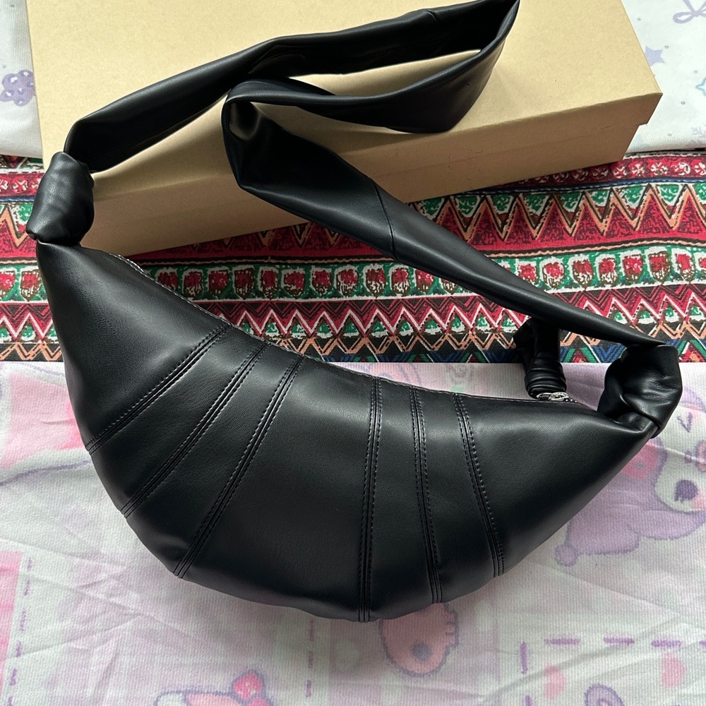 Lemaire Black Leather Crescent Crossbody Bag